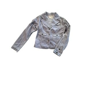 Sans‎ Souci Jacket Women's Corduroy Size Large Purple 3 Button Pockets Belt NWT